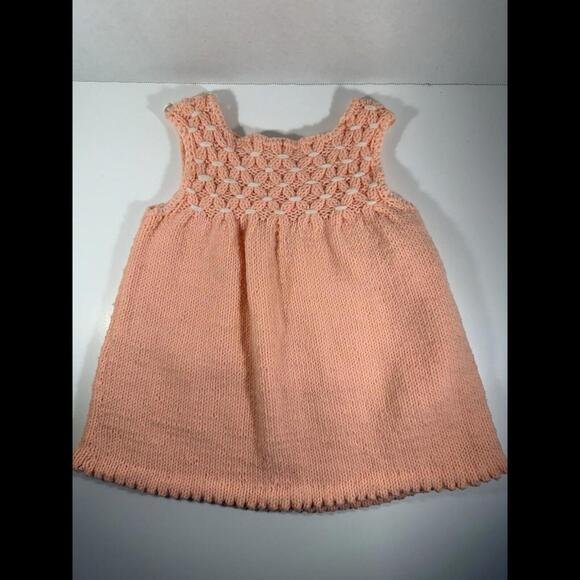 VTG Homemade alike Novelty Knits Baby Girls Sweater Dress Size 6-12 Months‎ Pink - Picture 1 of 7